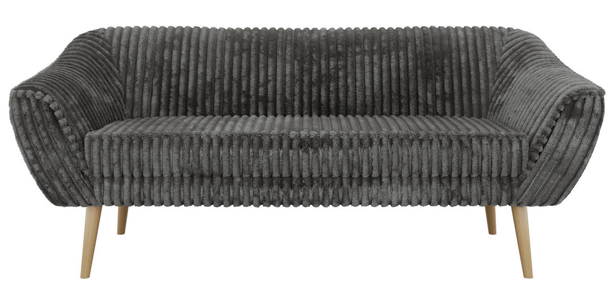 TŘÍMÍSTNÁ POHOVKA PIRS 3 - Šedá Manšestr - Dřevěné nohy - šedá/barva buku, kompozitní dřevo/textil (180/75/74cm) - MKS
