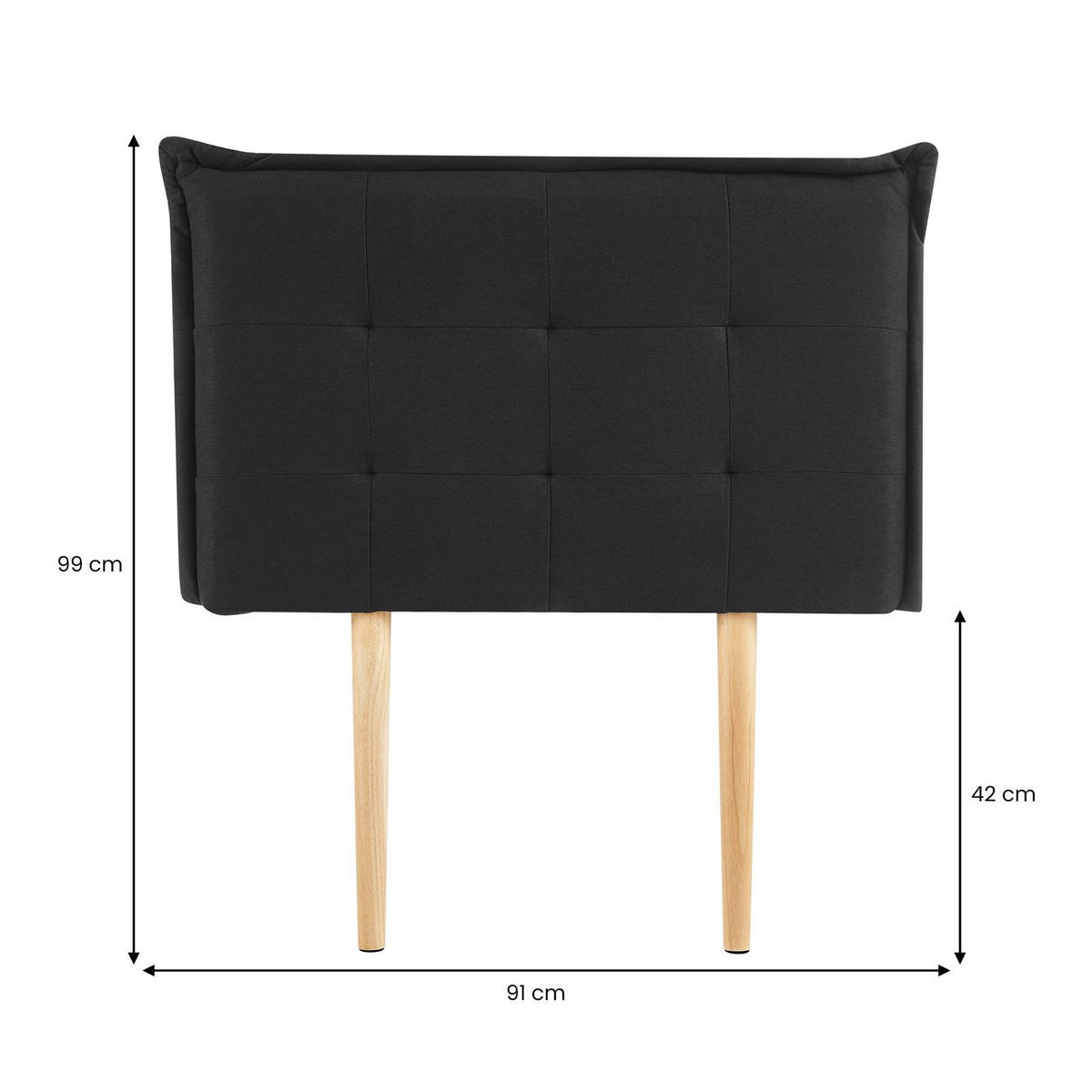 KOPFTEIL JALEYA 90X190 CM - Schwarz, Textil (91/99/7cm) - IDIMEX