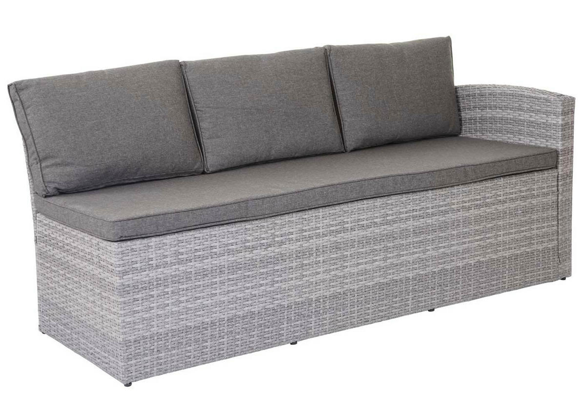 POLY-RATTAN SOFA-GARNITUR Grau - Grau, Kunststoff - MCW