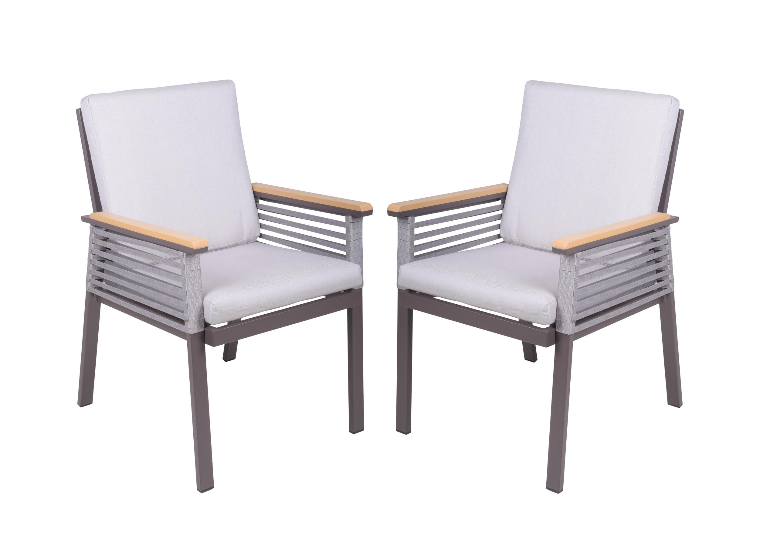 GARTENSTUHL 2er Set Jasper Hellgrau Gartenstühle - Hellgrau, Metall (56/86/63cm) - DELUKE