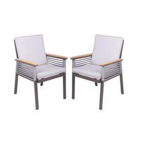 GARTENSTUHL 2er Set Jasper Hellgrau Gartenstühle - Hellgrau, Metall (56/86/63cm) - DELUKE