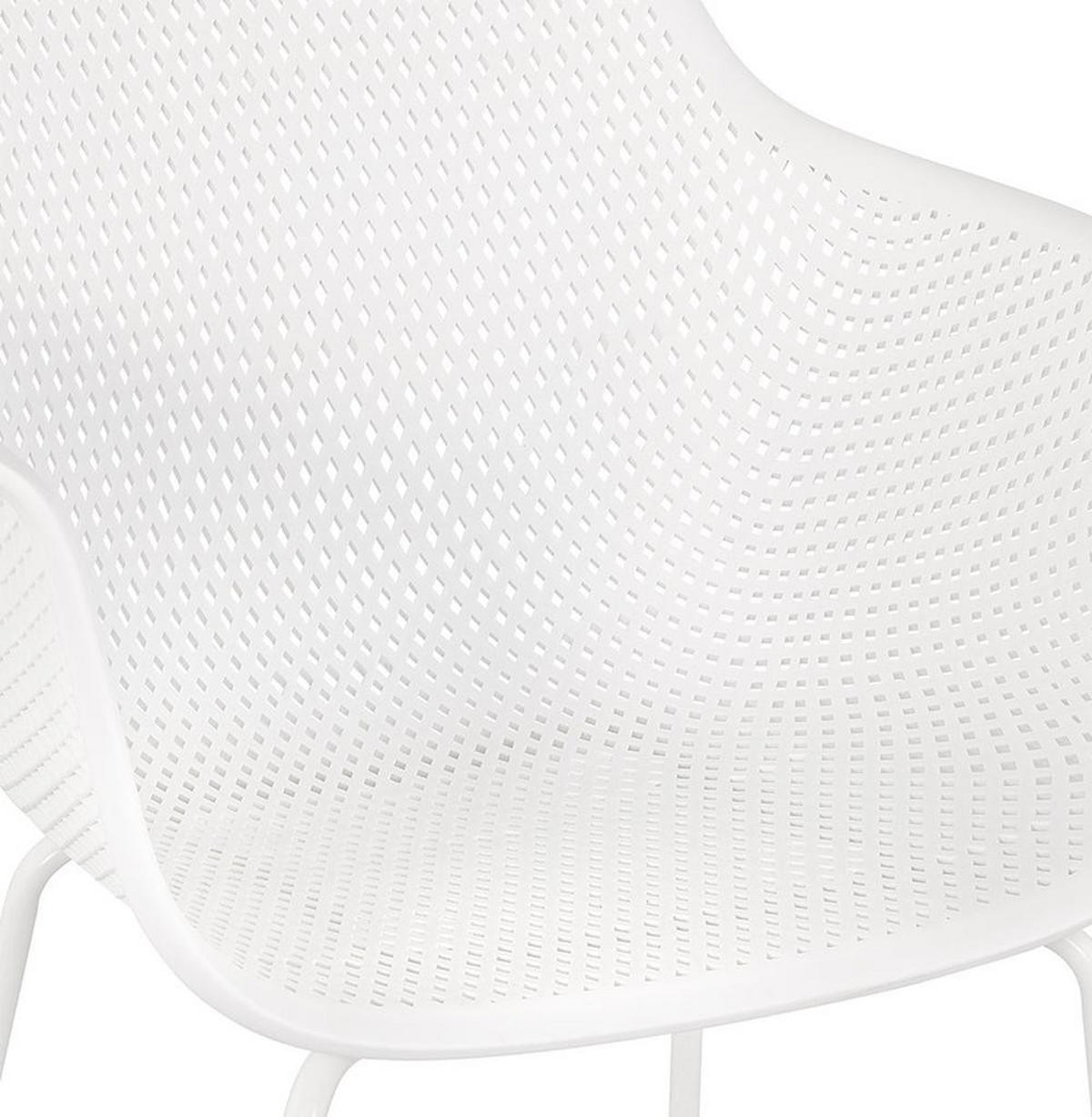 SCHALENSTUHL Polypropylen und Metall mit Perforation Modern, Weiß 59,5x54,5x81 cm - Weiß, Kunststoff/Metall (60/81/55cm) - KADIMA DESIGN