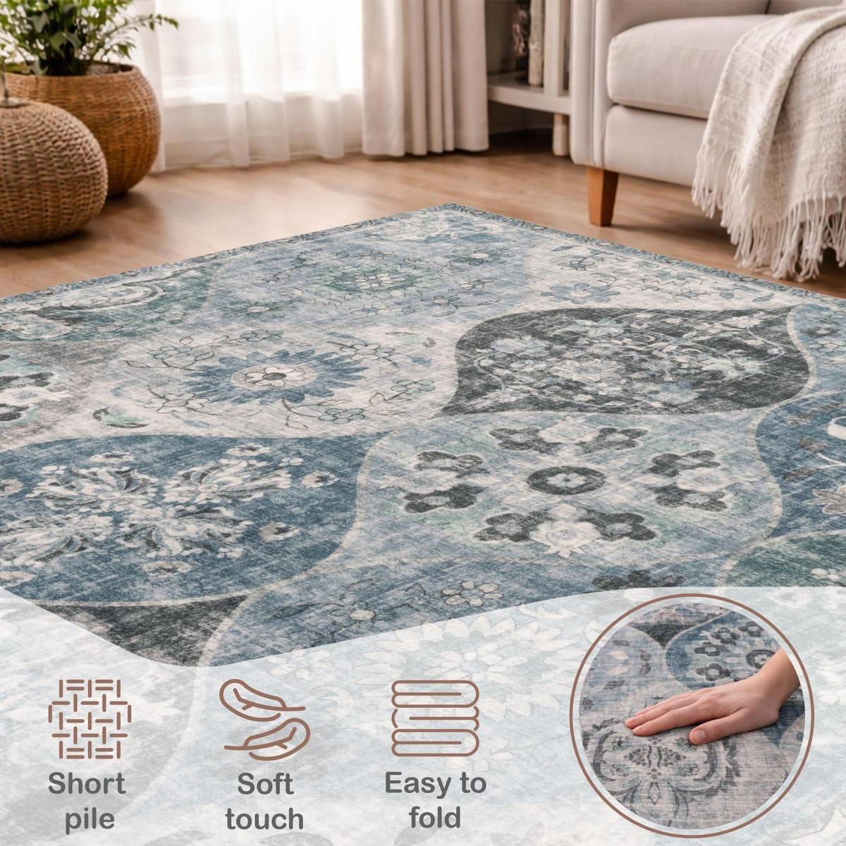 KURZFLOR-TEPPICH SEMER 421 TÜRKIS 200X280 - Türkis, Textil (200/280cm) - Paco Home