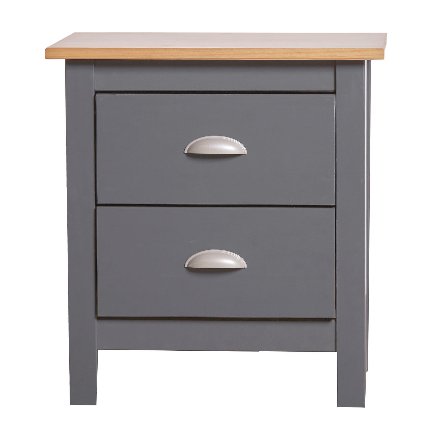 NACHTTISCH Jade 2 Schubladen in Grau - Anthrazit, Holz (46/49/35cm) - VS Venta-stock