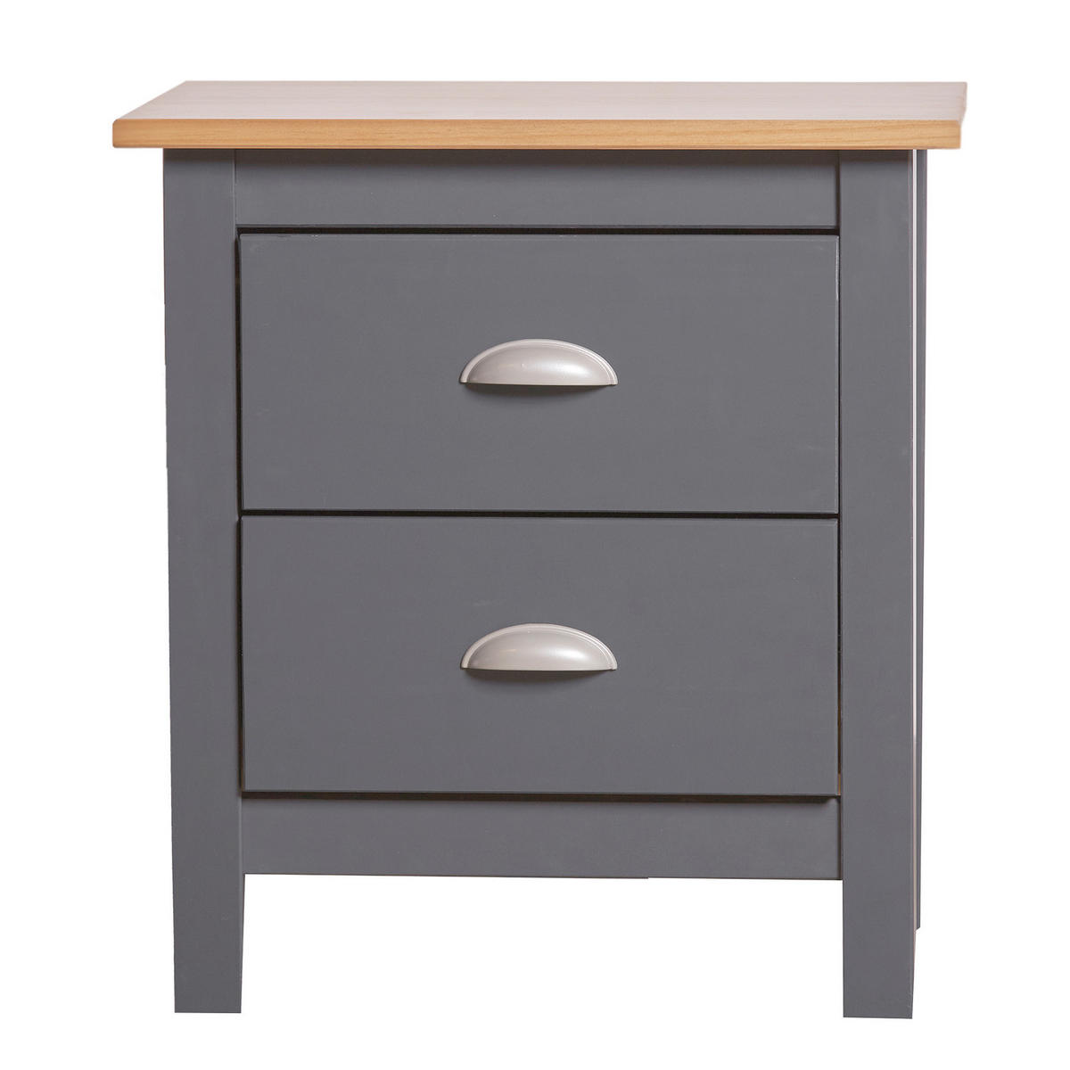 NACHTTISCH Jade 2 Schubladen in Grau - Anthrazit, Holz (46/49/35cm) - VS Venta-stock