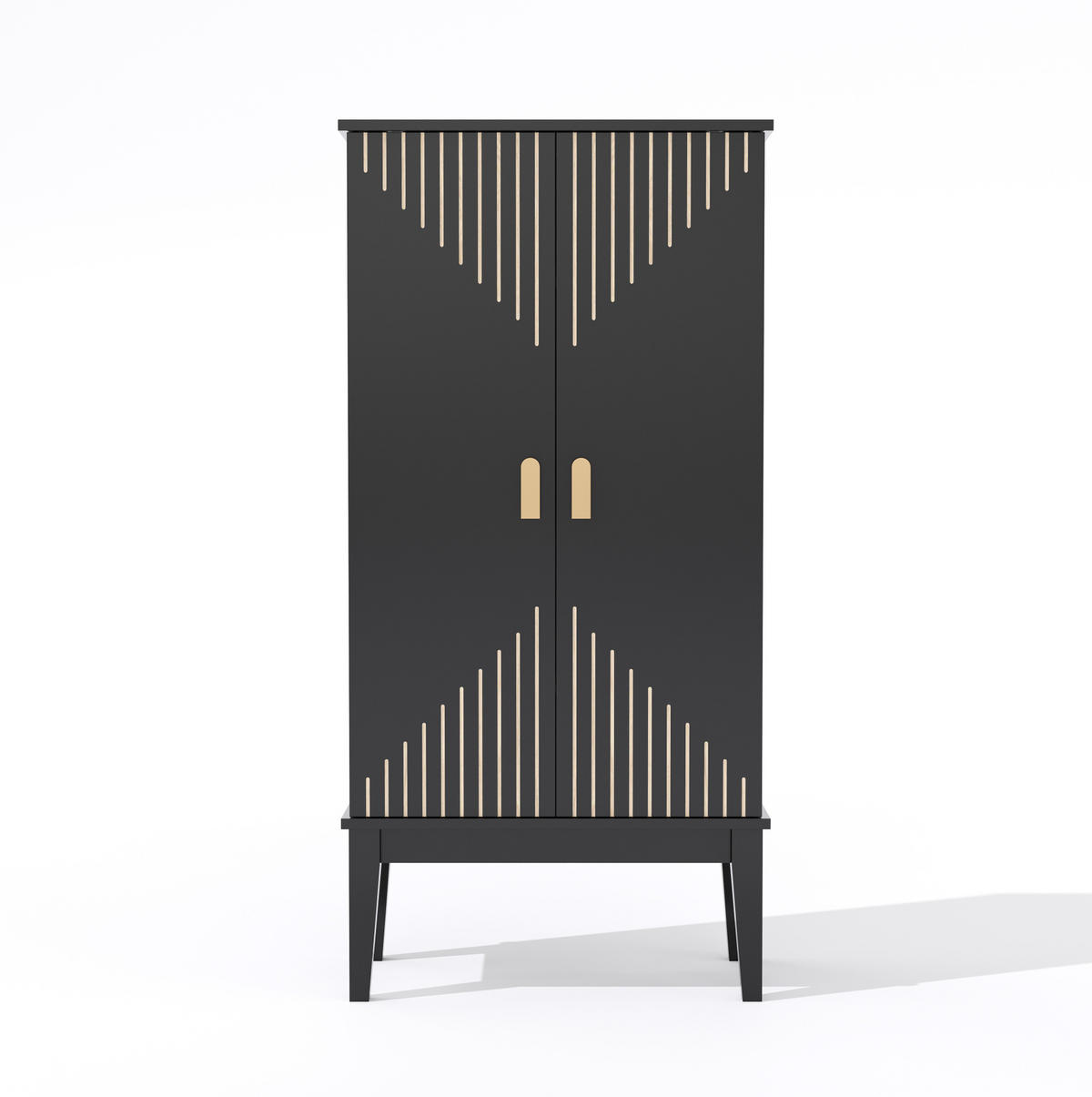 BUFFETSCHRANK 120/30/59 cm aus MDF mit 2 Türen, 5 Fächern und Türablagen im Vintage-Stil, Schwarz - Schwarz, Holzwerkstoff (59/120/30cm) - Redom