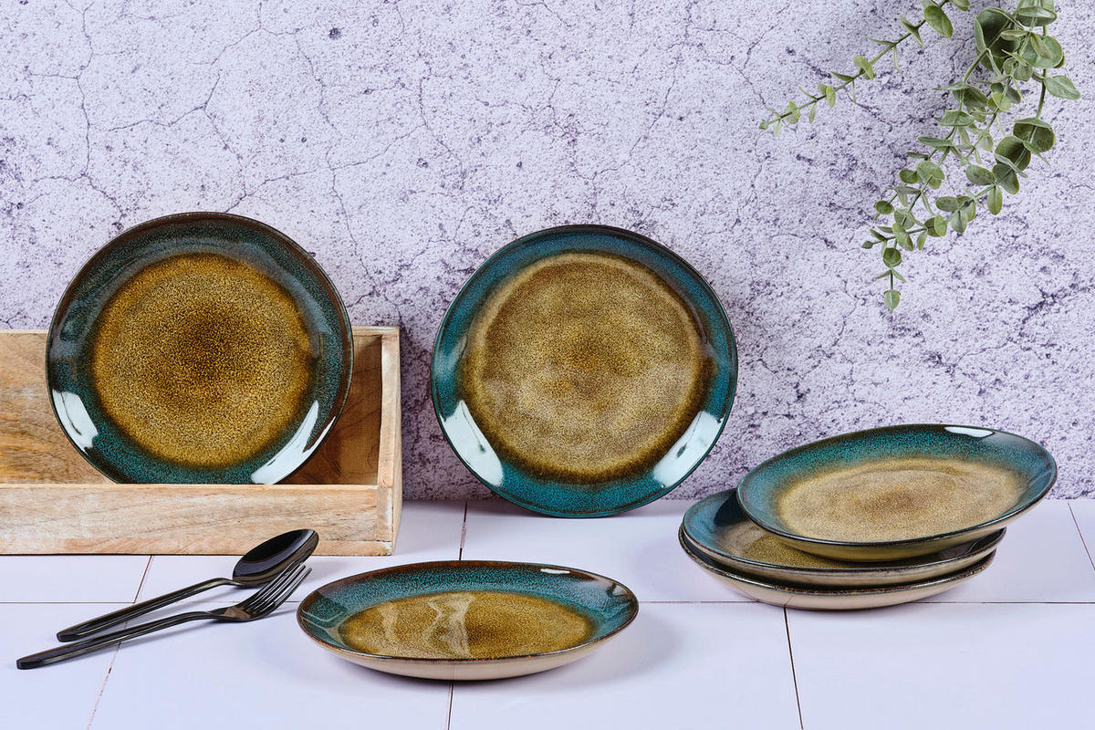 TELLER Island Ø20,5cm - 6er-Set - Land & sea - Braun, Keramik (20.5cm) - Björn