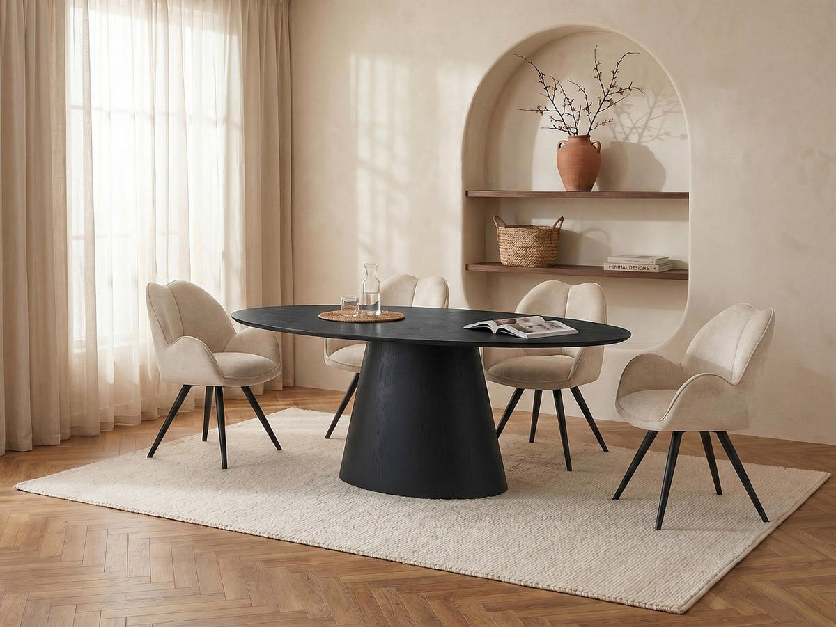 ESSTISCH - 6 Personen - Holz, Platte - Schwarz ANTELADA - Schwarz, Holz (90/160/76.5cm) - Vente-Unique