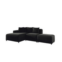 ECKSOFA Megan Xs In Stoff Salvador - Schwarz, Holzwerkstoff/Textil (304/165cm) - Fun Möbel