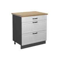 KÜCHENUNTERSCHRANK Fame-Line Weiß Landhaus 80 cm mit 3 Schubladen AP Eiche - Anthrazit/Creme, Holzwerkstoff (80/82/60cm) - Vicco