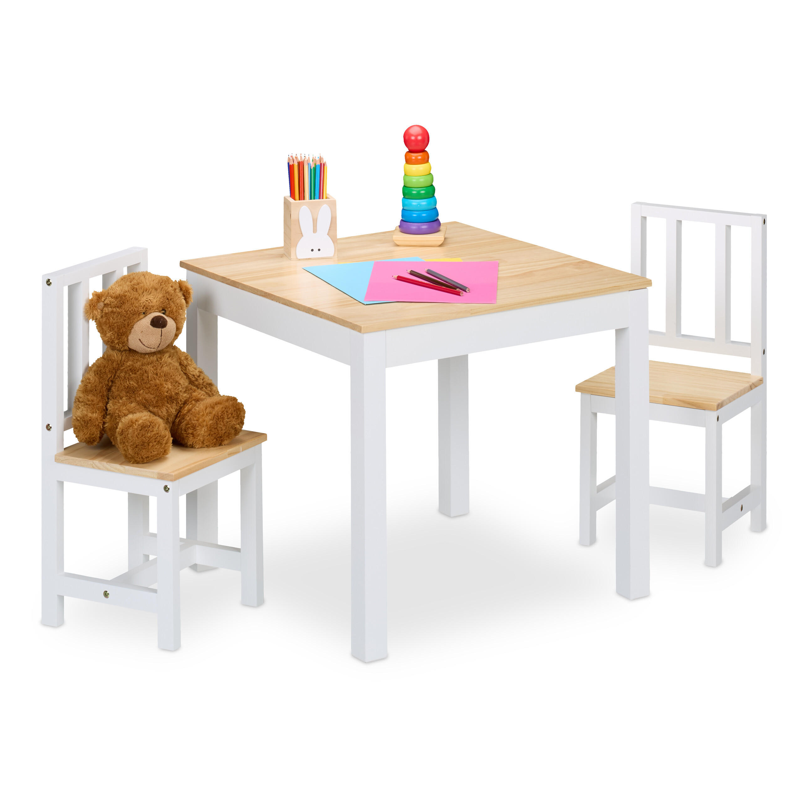 KINDERSITZGRUPPE - Weiß, Holz/Holzwerkstoff (57/51.5/57cm) - Relaxdays
