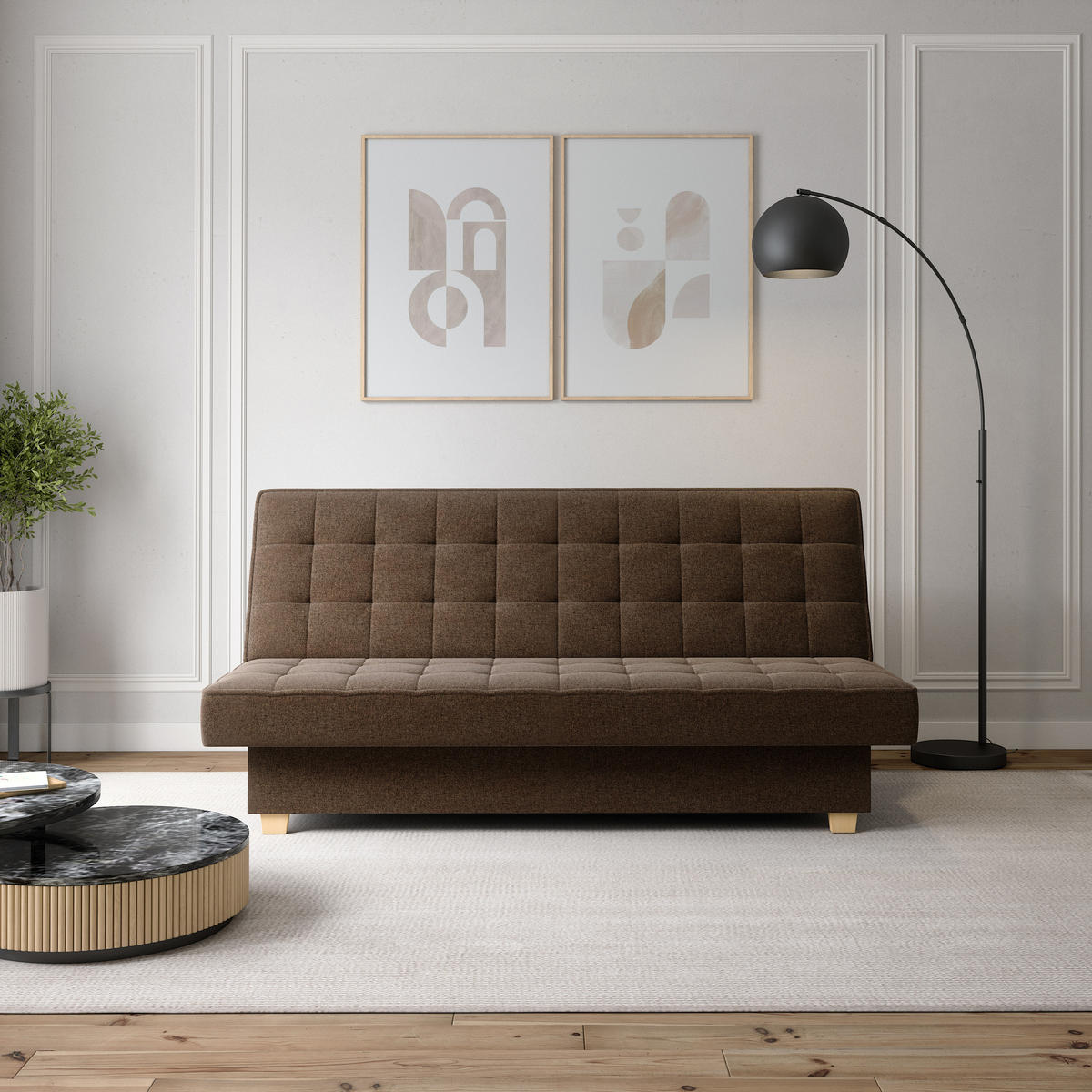 SCHLAFSOFA BELFI - Hellbraun (Twist 06) - Braun, Holzwerkstoff (192/95/92cm) - Möblo