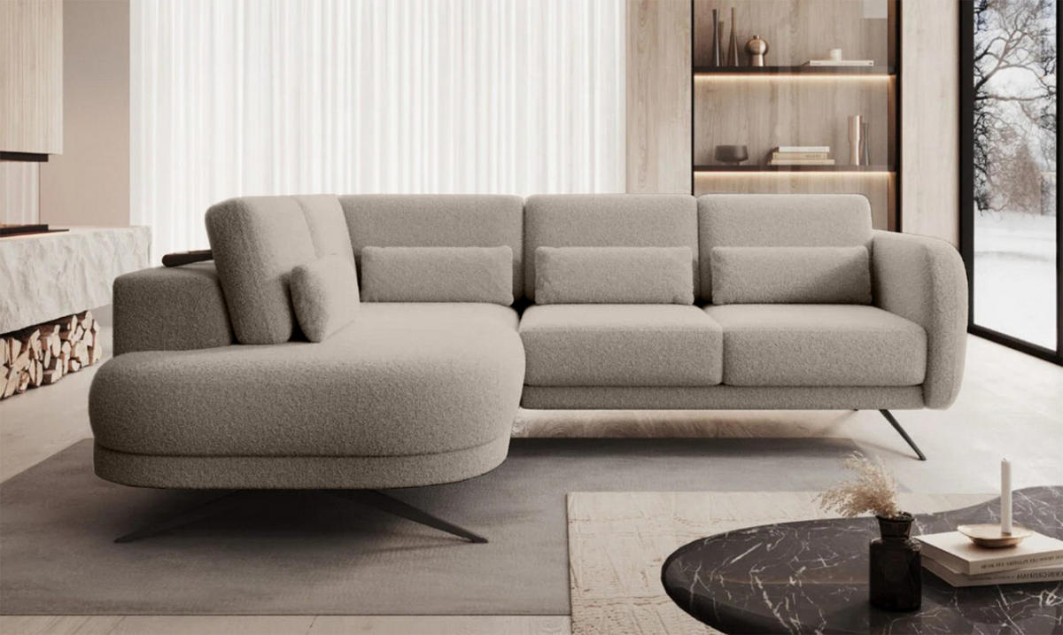 ECKSOFA ILUSIO L 250x205cm, Schlaffunktion, Grau, Links - Grau, Holz/Textil (205/248cm) - DomoHome