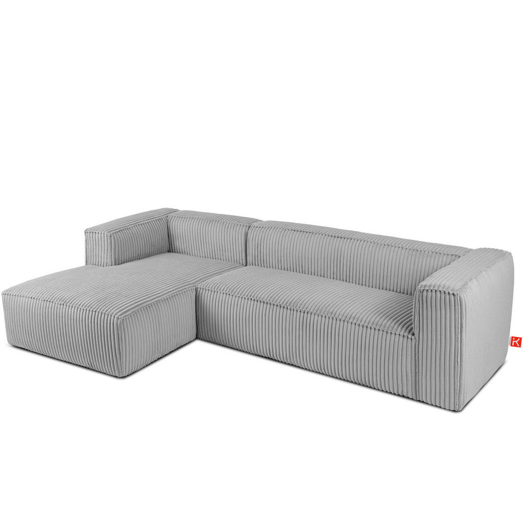 Thumbnail - Konsimo® Ecksofa-Links, Hellgrau, Textil, L-Form, 305x175 cm, Wohnzimmer, Sofas & Couches, Wohnlandschaften, Ecksofas