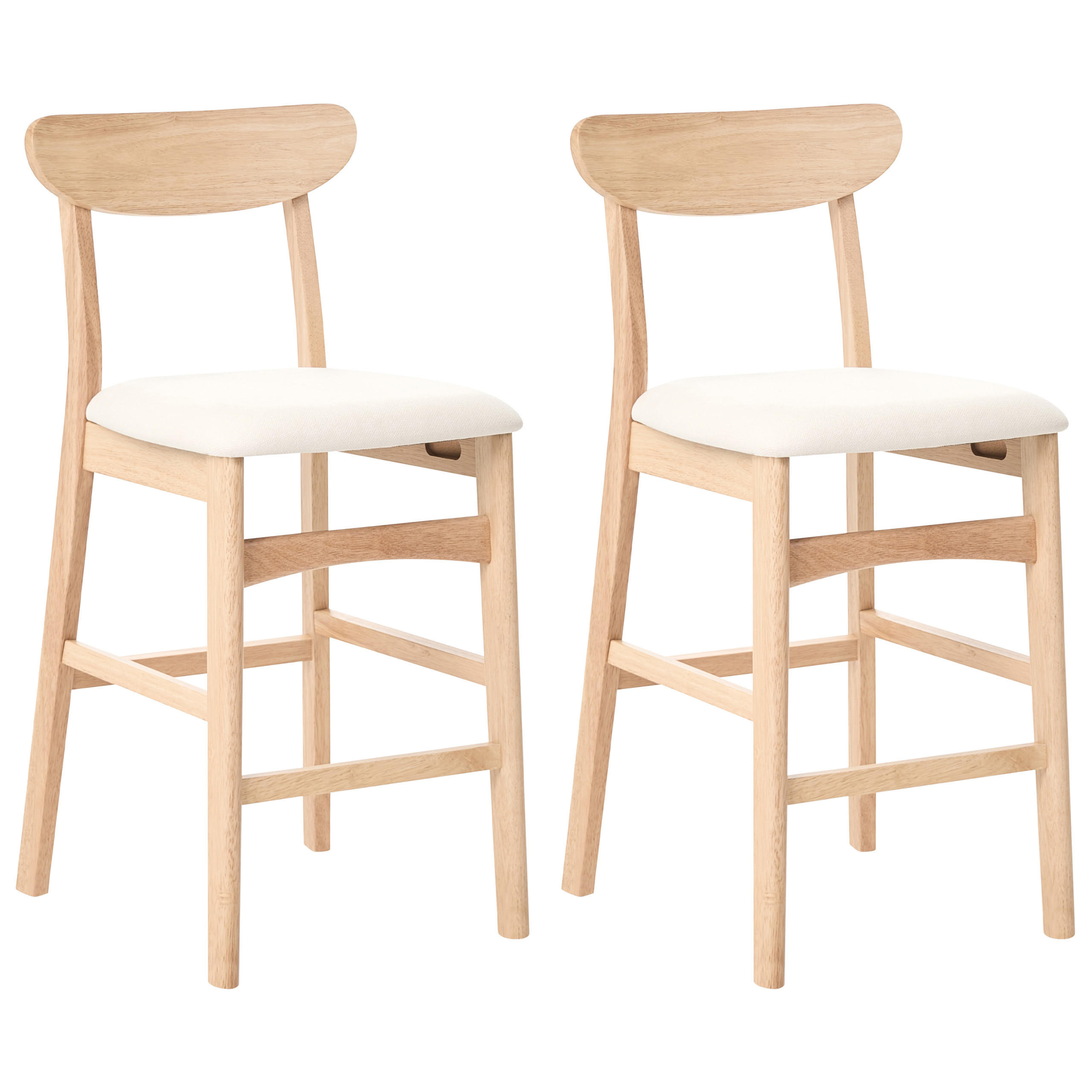 BARSTUHL 2er-Set Holz Hellbraun/Hellbeige Doyle - Beige, Holz (44/93/52cm) - Beliani