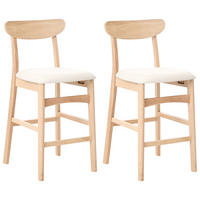 BARSTUHL 2er-Set Holz Hellbraun/Hellbeige Doyle - Beige, Holz (44/93/52cm) - Beliani