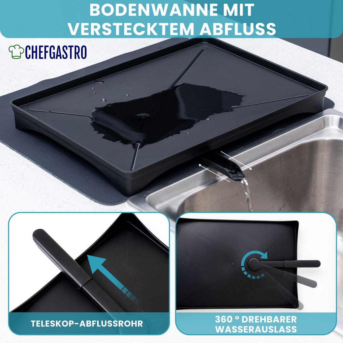 GESCHIRR-ABTROPFGESTELL 15x42x31cm Metall - Schwarz, Metall (42/15/31cm) - CHEFGASTRO