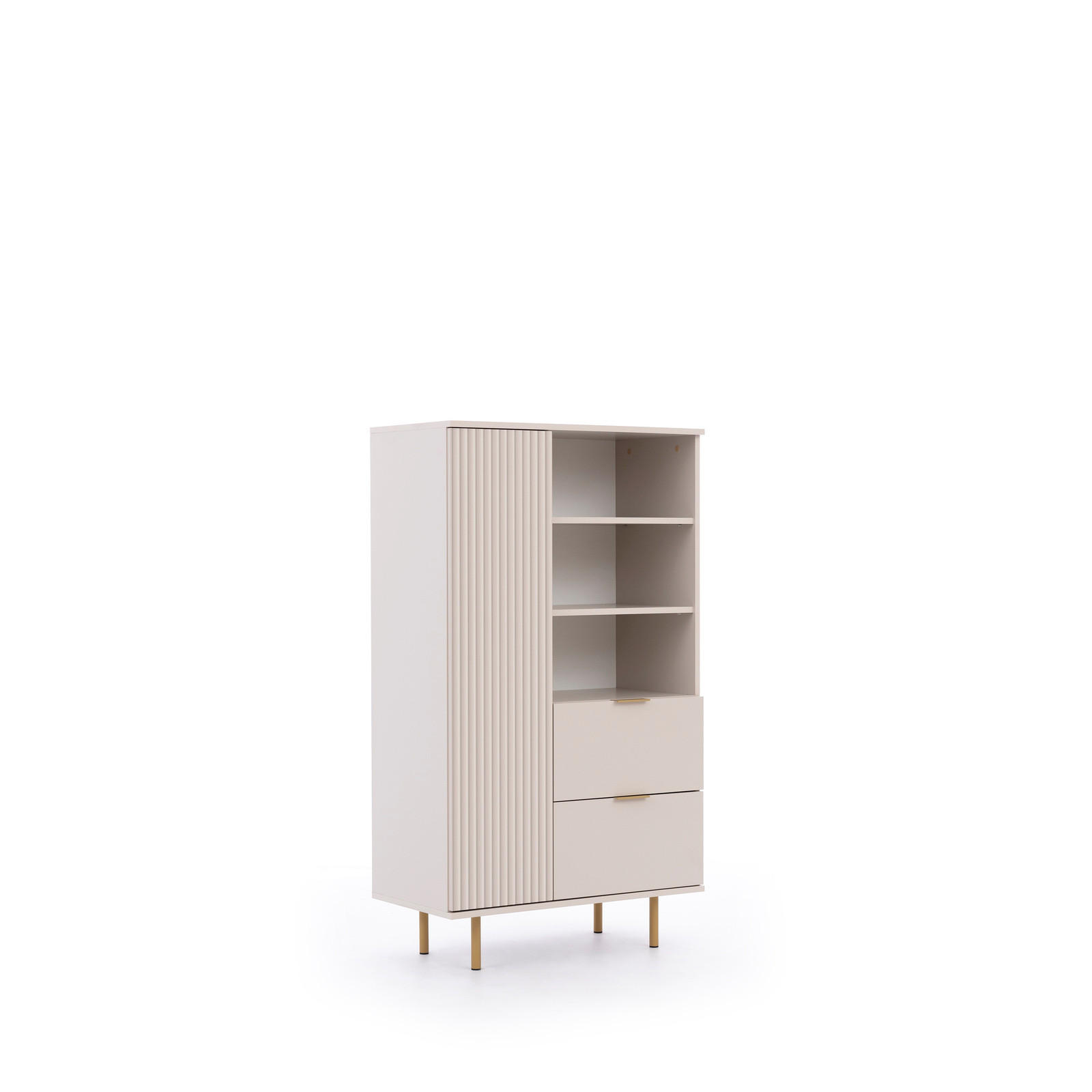 BÜCHERREGAL Nubia R1D2SZ Kaschmir - Kaschmir/Goldfarben, Holzwerkstoff/Metall (80/140/41cm) - Ravio
