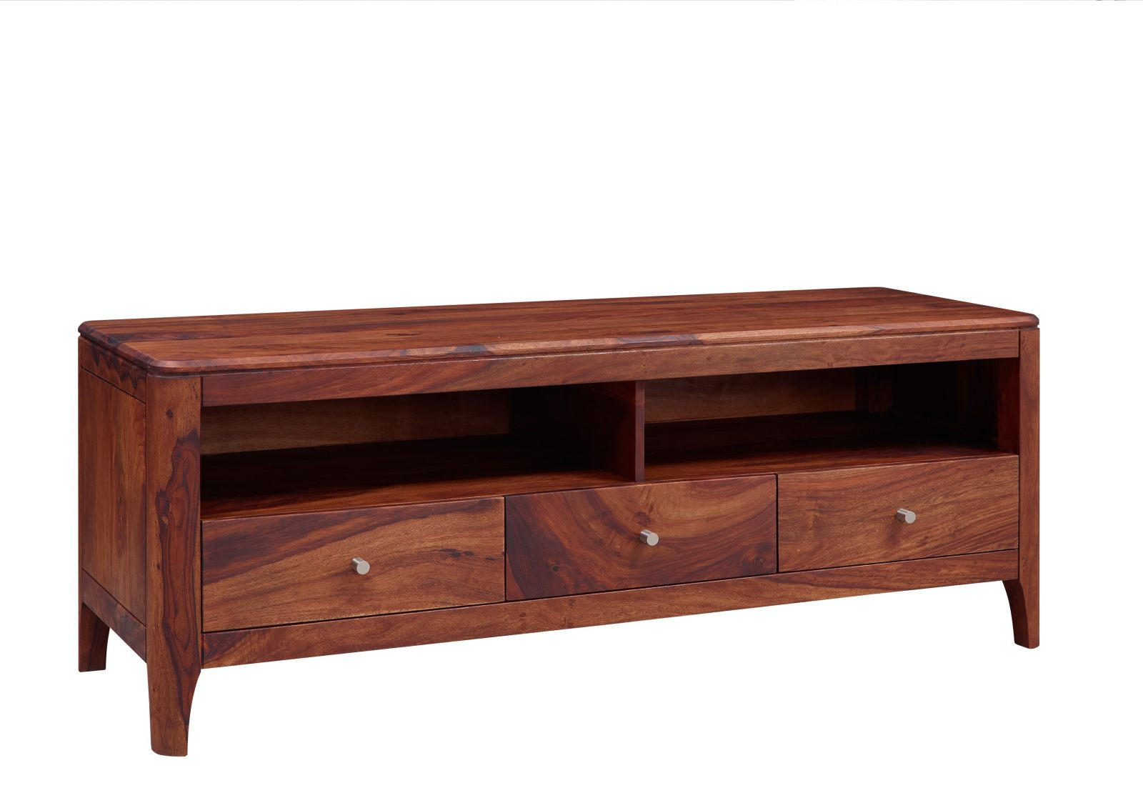 TV-BOARD Sheesham146x50x55 walnuss geölt BROOKLYN #16 - Dunkelbraun, Holz (146/55/50cm) - Massivmoebel24