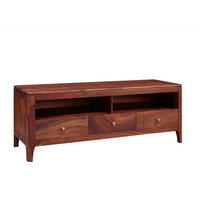 TV-BOARD Sheesham146x50x55 walnuss geölt BROOKLYN #16 - Dunkelbraun, Holz (146/55/50cm) - Massivmoebel24