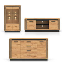 WOHNZIMMER-SET Urso 3-teilig Gold Craft Eiche / Schwarz - Eichefarben/Schwarz, Holz/Holzwerkstoff (402/141/40cm) - Feldmann-Wohnen