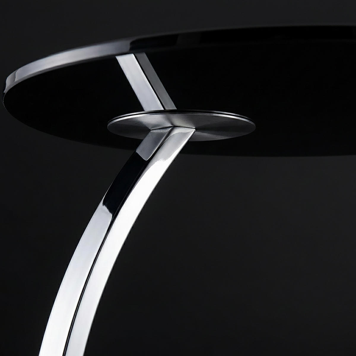 BEISTELLTISCH Schwarz Silber rund 55x40 cm - Schwarz, Glas/Metall (40/40/55cm) - Relaxdays