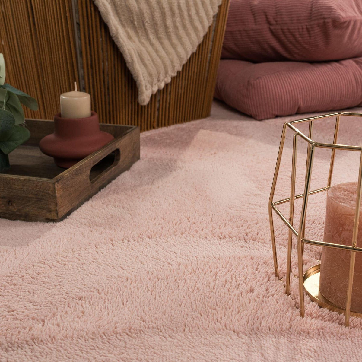 KURZFLORTEPPICH 120/120 cm Cadiz 630 - Rosa, Kunststoff (120/120cm) - Paco Home