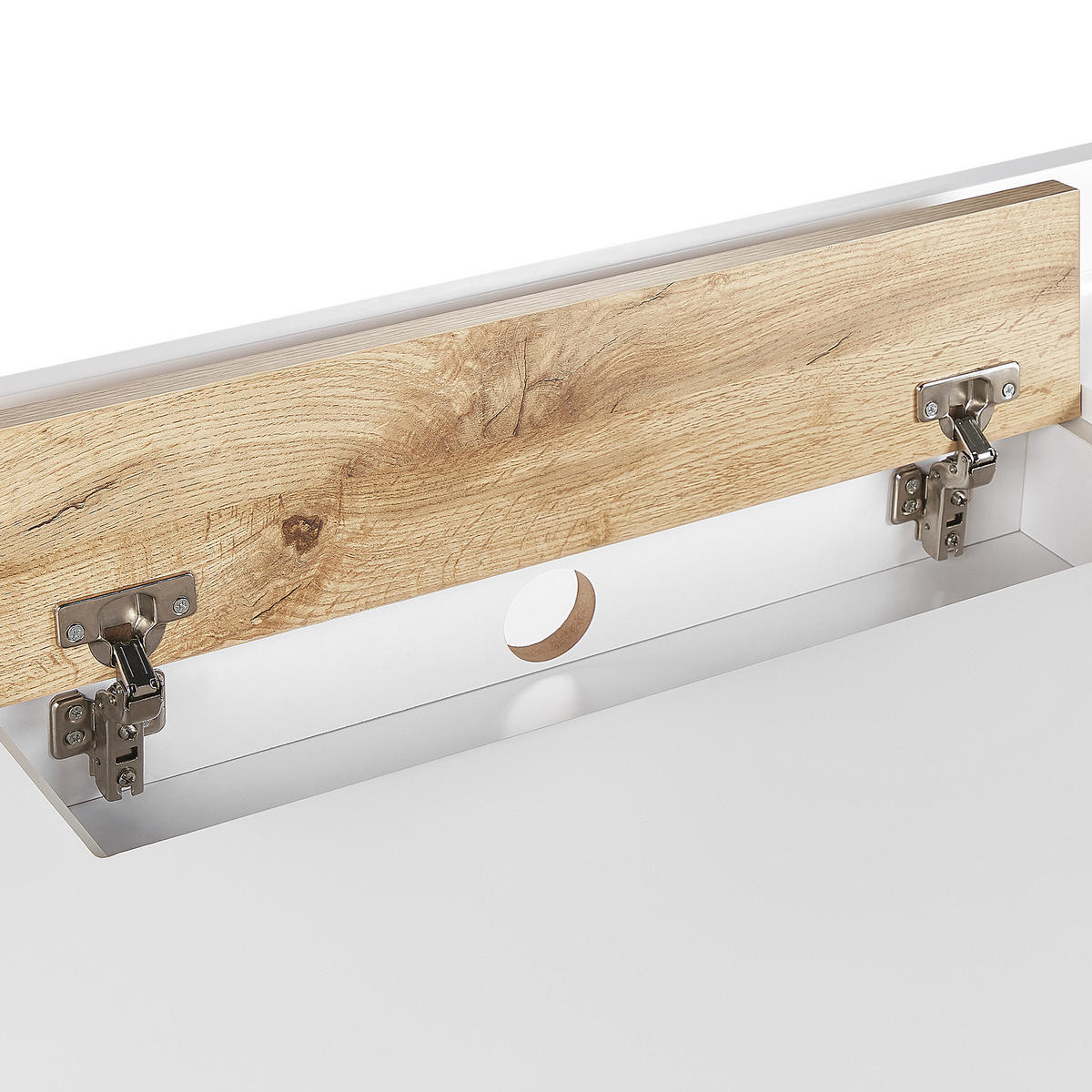 SCHREIBTISCH weiß/heller Holzfarbton 120/60/84 cm Focus - Weiß, Holzwerkstoff (60/120/84cm) - Beliani