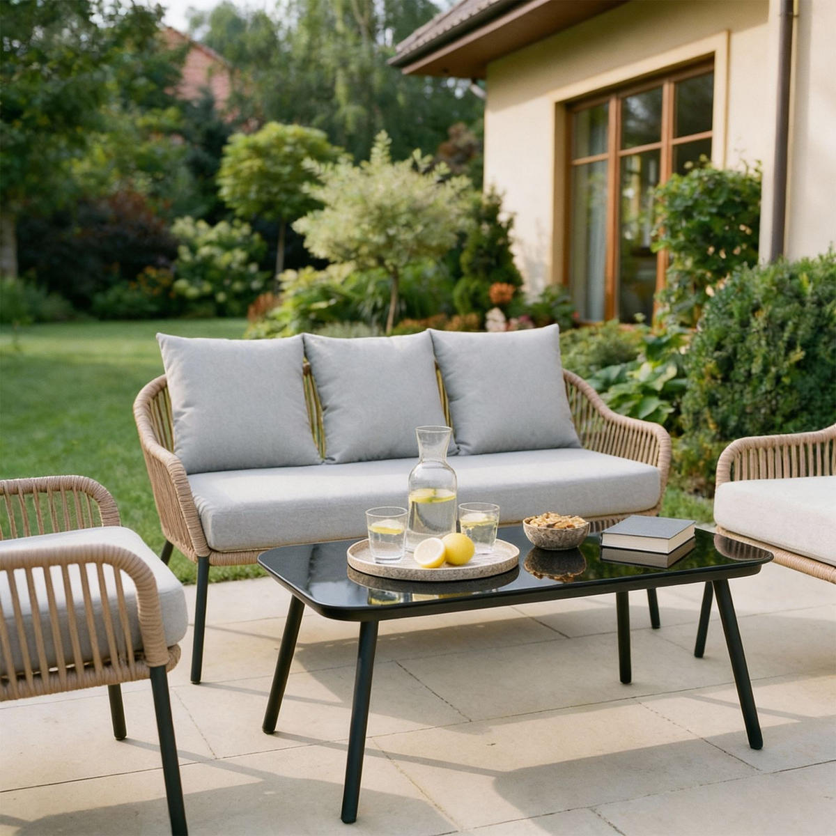 GARTENMÖBEL-SET BENGAL - Braun, Metall - CARO-Möbel