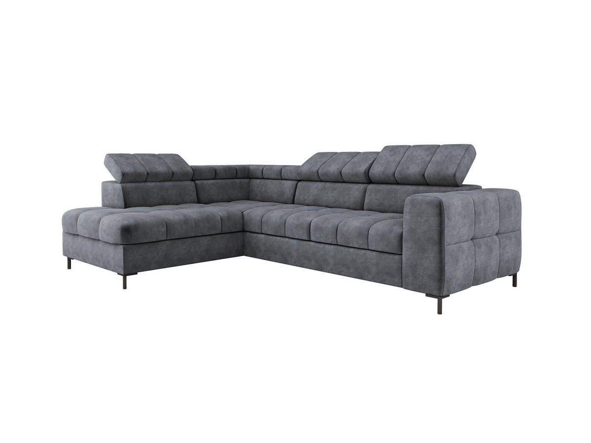 ECKSOFA PABLOS Cloud, L-förmig, Moderne, mit verstellbarem Kopfteil, Schlaf- & Lagermöglichkeiten, freistehend, LINKS 201x279x97 cm Dark grey - Dunkelgrau, Holz/Textil (201/279cm) - DomoHome
