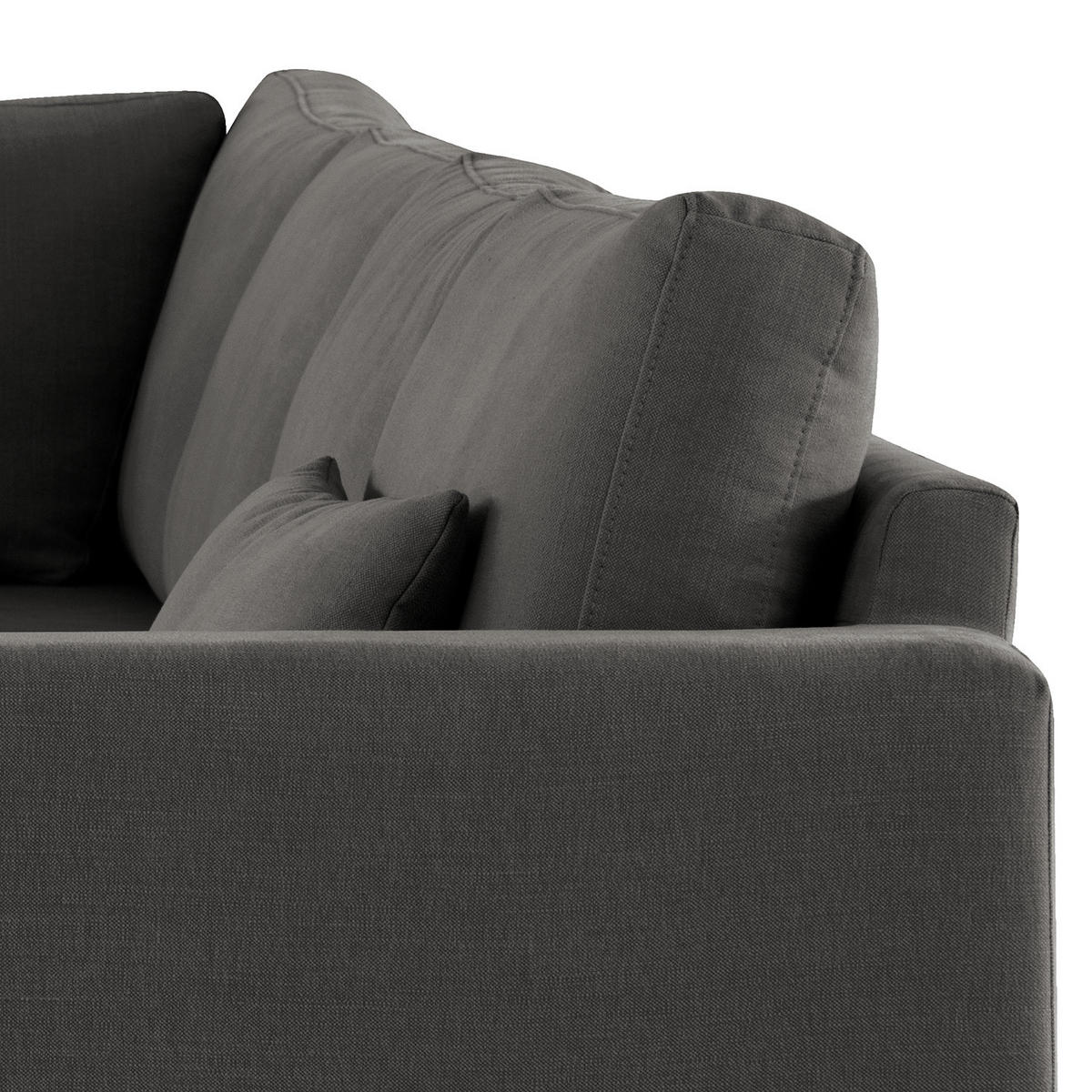 ECKSOFA mit Ottomane - Eichefarben/Anthrazit, Naturmaterialien/Eichenholz (287/219cm) - home24