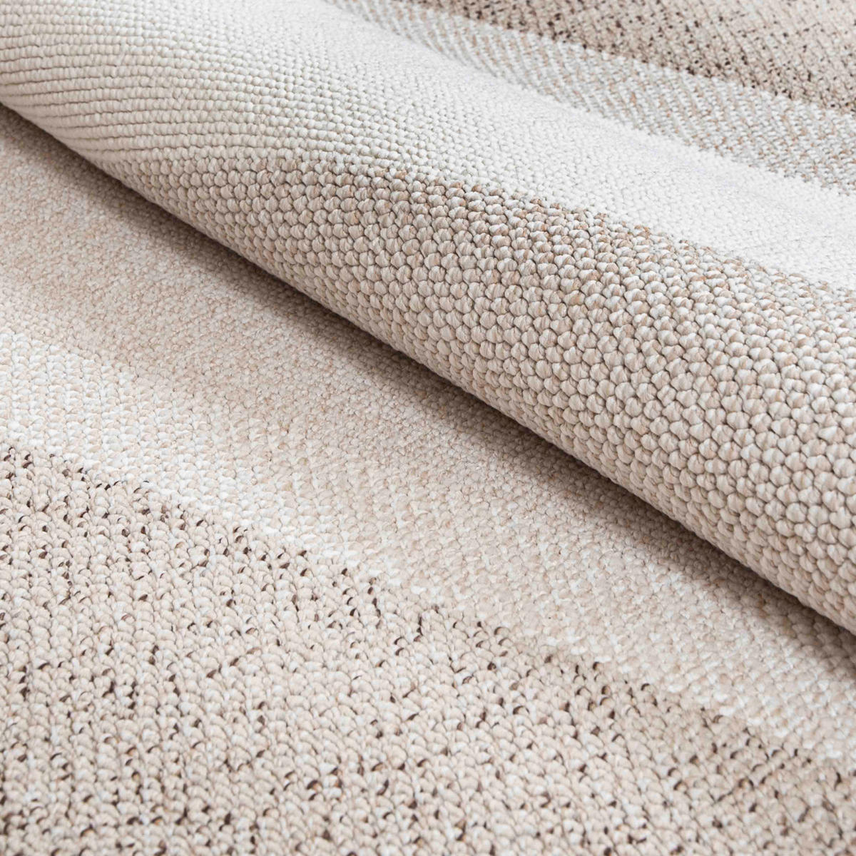 TEPPICH Lora PE13A Mazovia 80x150cm Beige Creme Gestreift Kurzflor - Beige, Textil (80/150cm) - Mazovia
