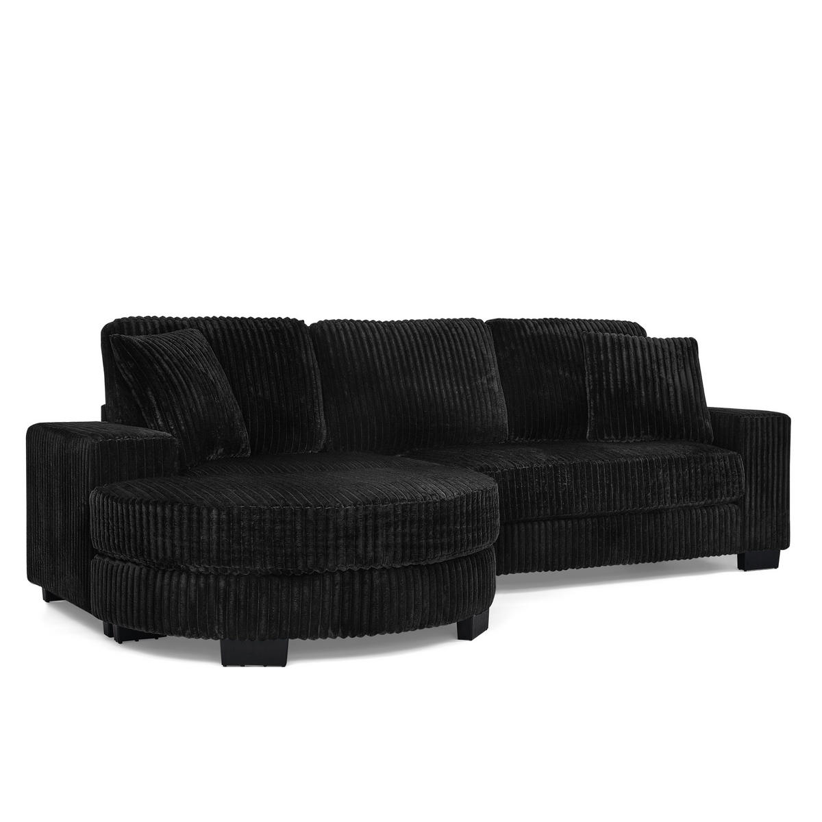 L-FÖRMIGES ECKSOFA Schwarz 256,5/133,5/89 cm 4-Sitzer mit Hocker - Schwarz, Kunststoff (256.5/133.5cm) - PANGIVO
