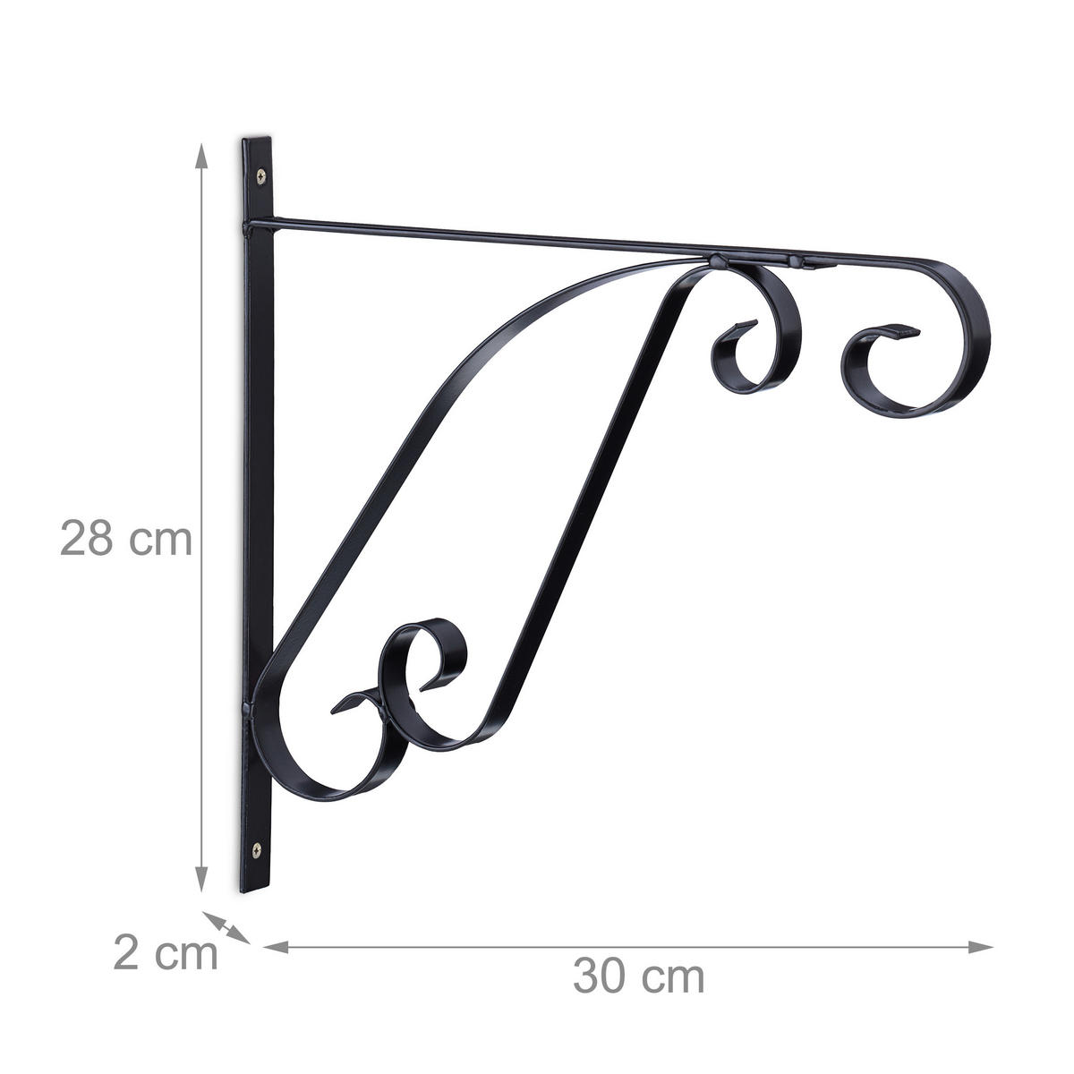 2XBLUMENAMPELHALTERUNG - Schwarz, Metall (30/28/2cm) - Relaxdays