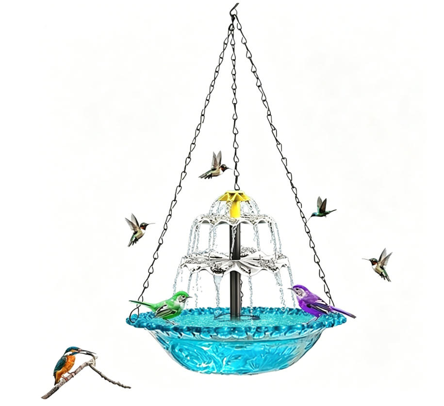 VOGELFUTTERSPENDER,KUNSTSTOFF, Solarbetrieben, 25 cm Durchmesser - Blau, Kunststoff (25/6/25cm) - Authentics
