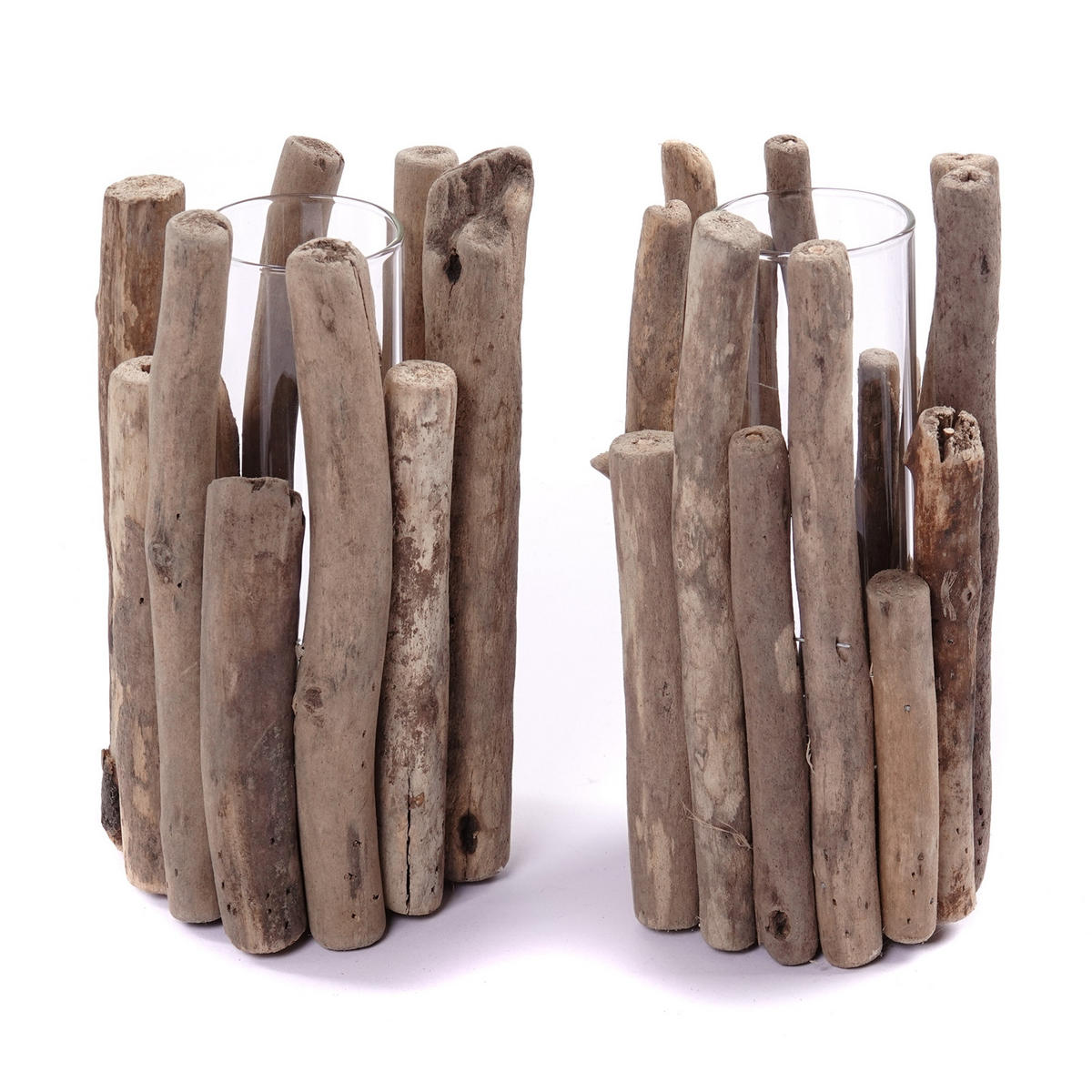 VASE Mira 22x11 cm, Treibholz, Glas naturfarben - Naturfarben, Holz (22cm) - DESIGN DELIGHTS