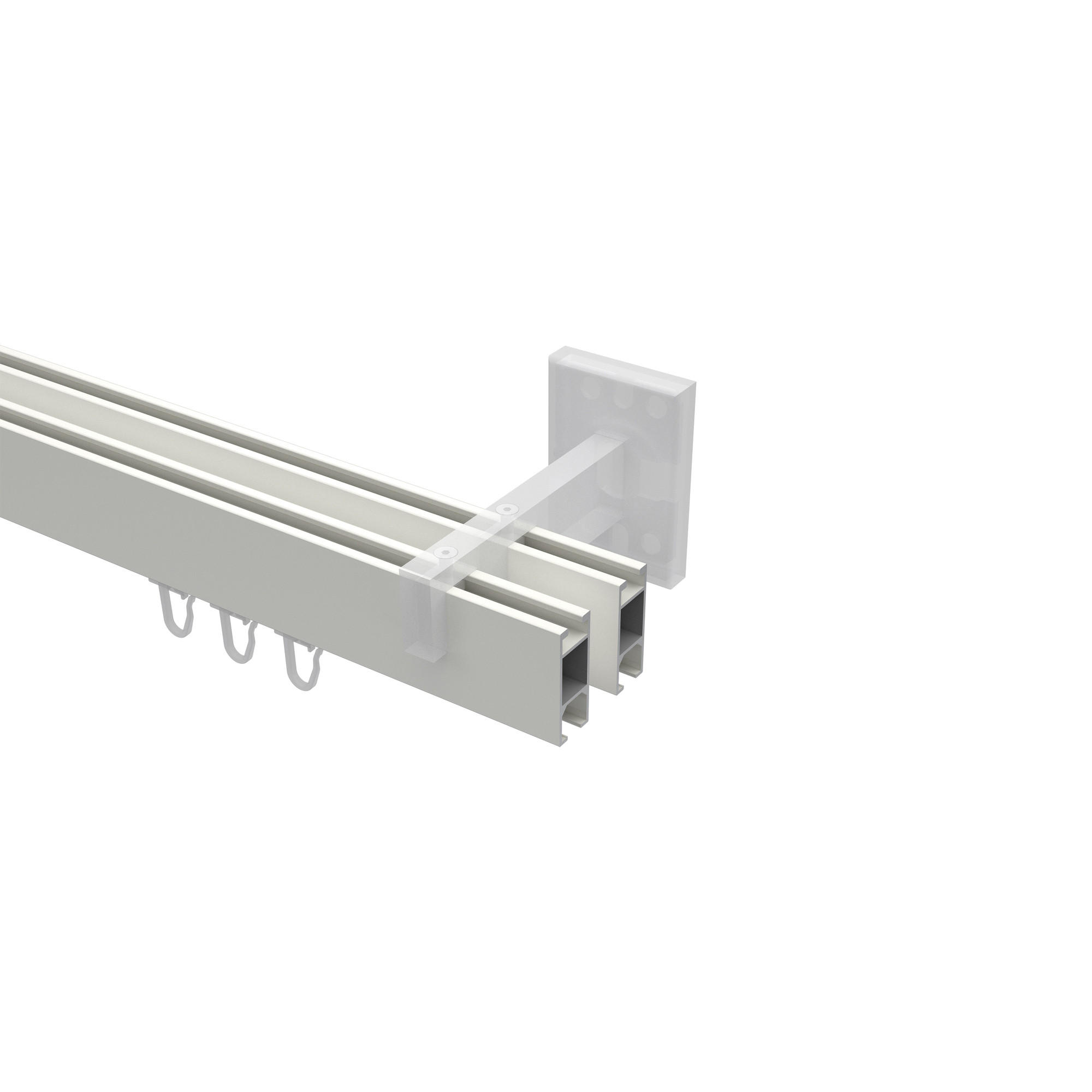 GARDINENSTANGE INNENLAUF Smartline Lox 320 cm (geteilt in 2 x 160 cm), 2-läufig, 14x35 mm Weiß - Weiß, Metall (320cm) - INTERDECO