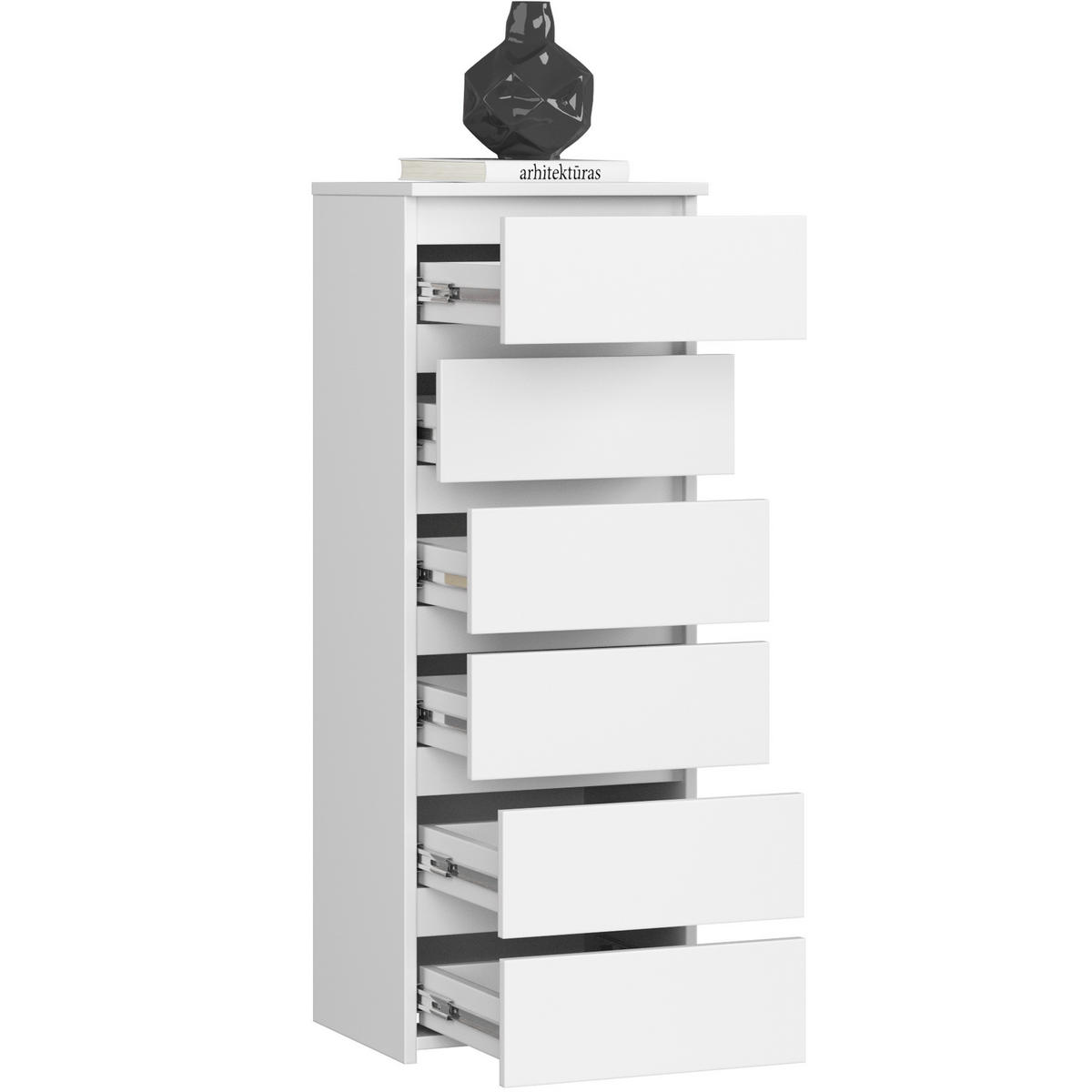 KOMMODE Weiß 40x35x109 cm - Weiß, Holzwerkstoff (40/109/35cm) - Akord