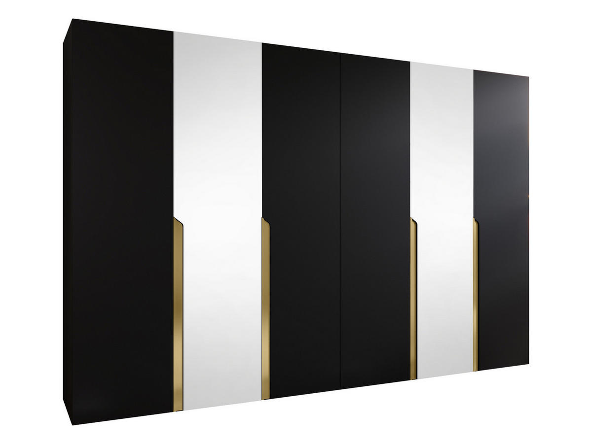 DREHTÜRENSCHRANK Mila II 300 - Goldfarben/Schwarz, Holzwerkstoff/Kunststoff (300/202/52cm) - MIRJAN24