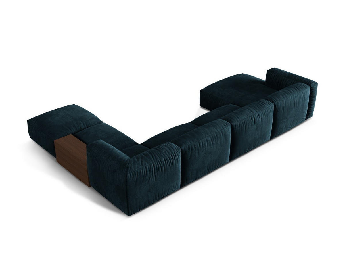 PANORAMASOFA modular rechts Martina aus Samt dunkel petrol 5 Sitzplätze - Petrol, Textil (280/75/406cm) - Micadoni