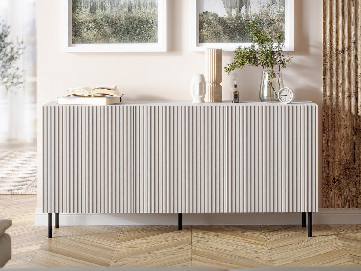 SIDEBOARD Aruba 3D 156 - Schwarz/Naturfarben, Holzwerkstoff (156/76/42cm) - MIRJAN24