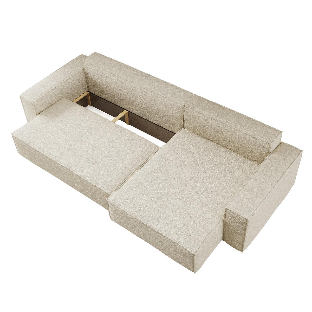 ECKSOFA Mit Schlaffunktion Und Bettkasten, Eckcouch BEST XL Stoff Quelle Ecru Rechts - Ecru/Schwarz, Holz/Kunststoff (142/142cm) - Kaiser Möbel