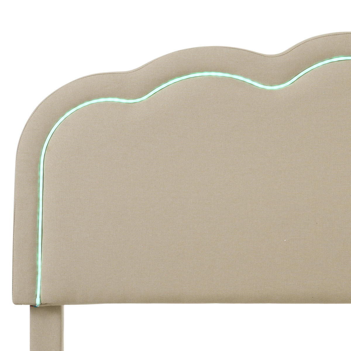 POLSTERBETT 140/200 cm aus Leinen mit LED-Kopfteil Beige - Beige, Textil (140/200cm) - Modenvie