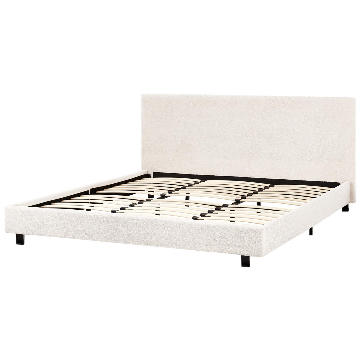 BETT mit Lattenrost 180/200 cm Cremeweiß Albi - Schwarz/Weiß, Textil (180/200cm) - Beliani