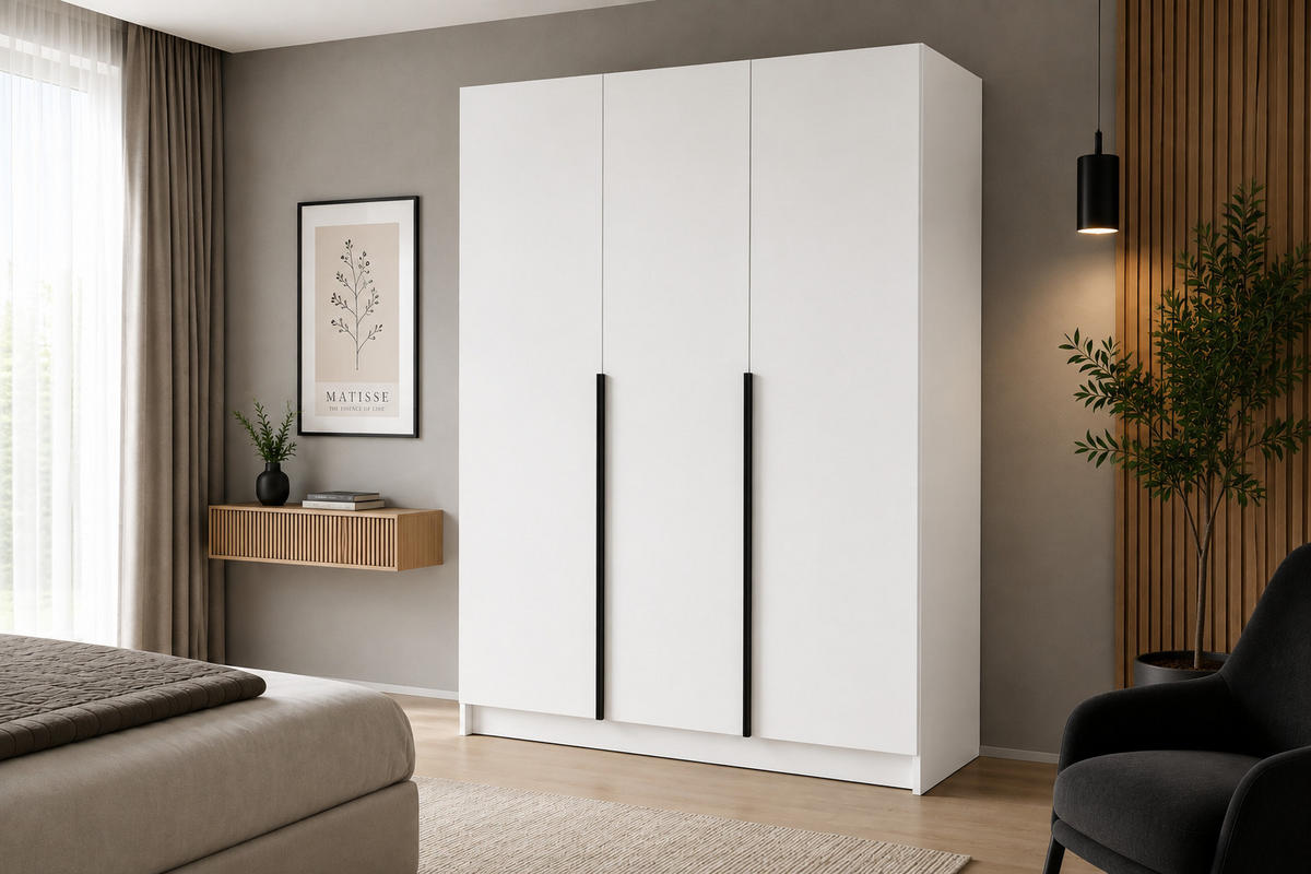 SCHIEBETÜRENSCHRANK Riva 150 cm - Weiß - Weiß, Holzwerkstoff (150/215/42cm) - BM-Möbel