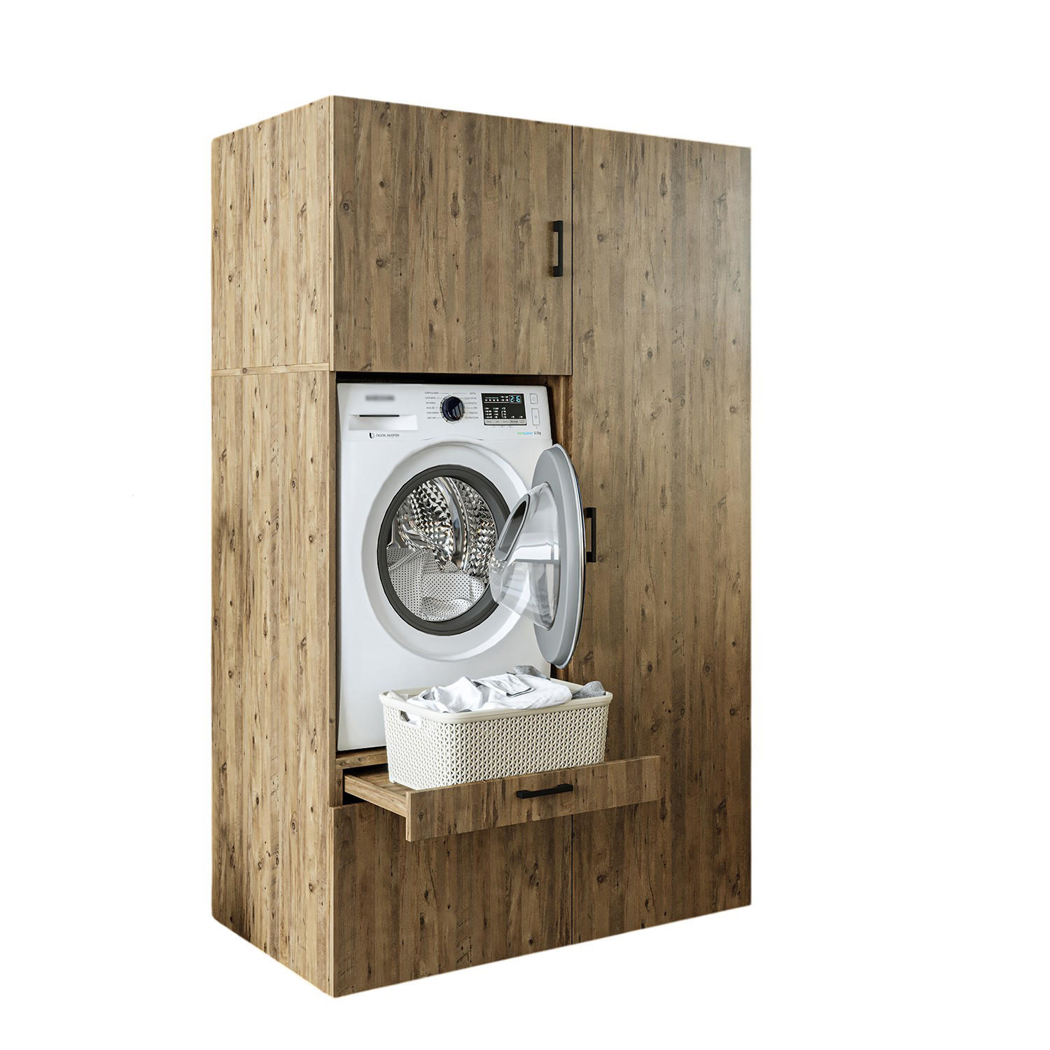 WASCHMASCHINENSCHRANK Serie 2 127cm Breit, 205cm Hoch - Eichefarben, Holzwerkstoff (127/205/67cm)