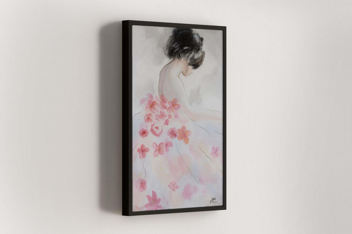 ACRYLBILD HANDGEMALT 60/90 cm - Pink/Beige, Holz/Textil (1.3/90cm) - KUNSTLOFT