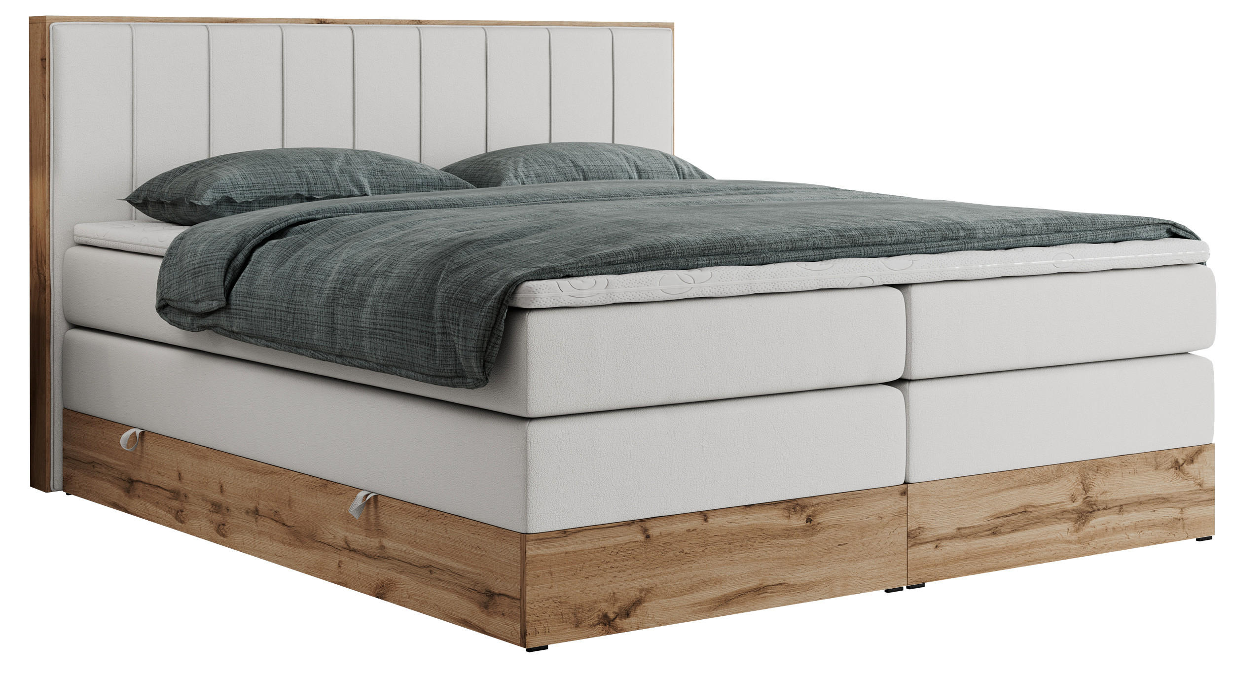 BOXSPRINGBETT BELLISSIMO KING 160/200 Weiß Kunstleder - H3 - Weiß, Holz/Textil (160/200cm) - MKS