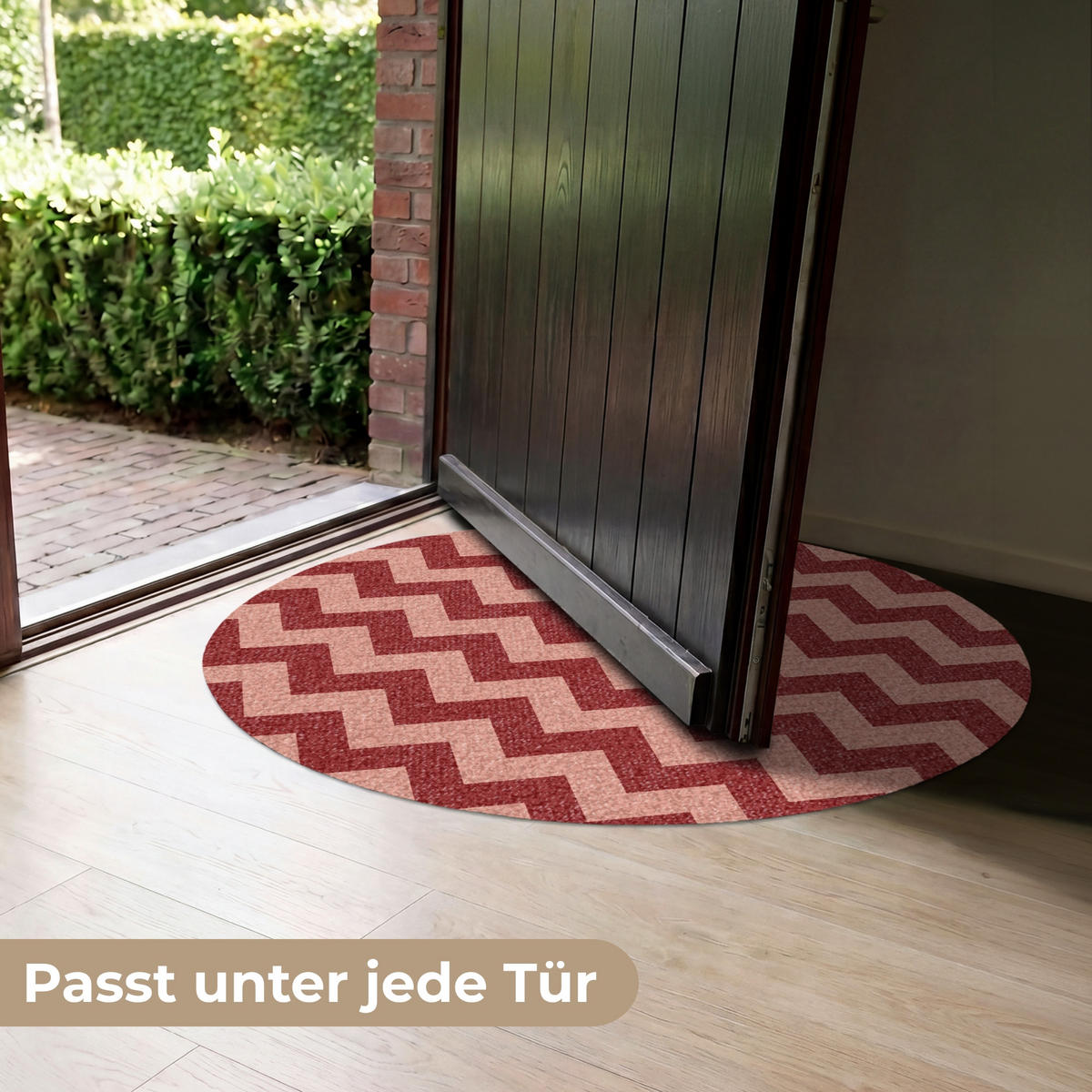 ROHOŽKA Klikatá - Pruhy - Vzor - Červená 90x90 cm - bordeaux, textil/umělá hmota (90/0.4cm) - MuchoWow