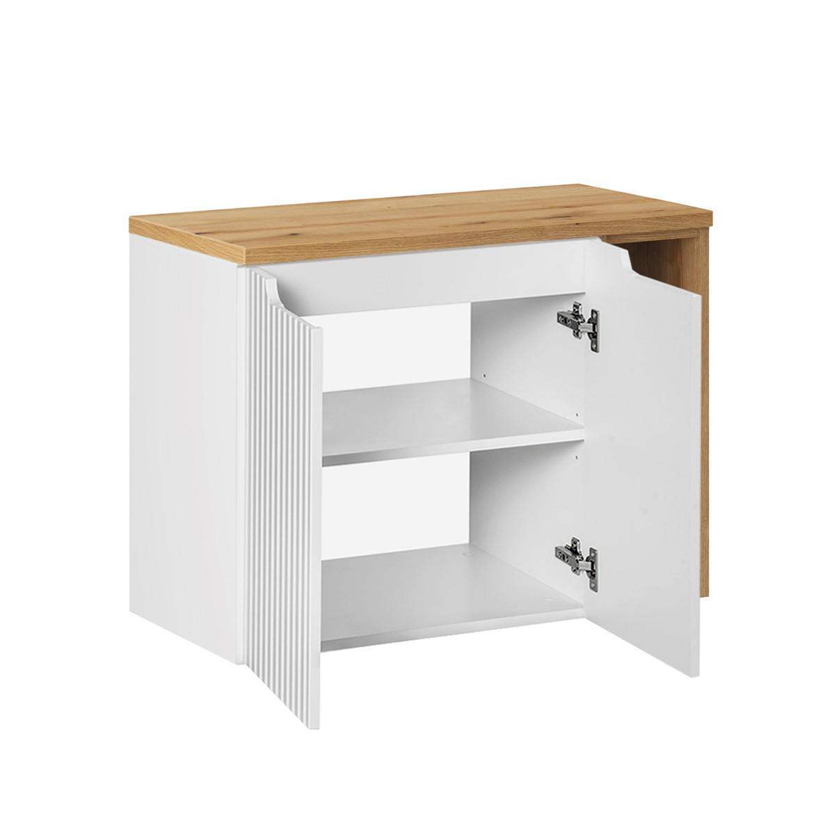 KOUPELNOVÝ NÁBYTEK 80.4cm Riva 2er-Set Bílá a dřevo - bílá, kompozitní dřevo (80.4/59.5/40cm) - Petits-meubles